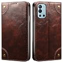 PU Leather Wallet Folio Case for OnePlus 9R 5G Flip Cover Book Design Pouch with Stand &amp; Card Slot Magnetic Push Closure - Coffee