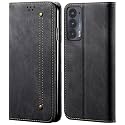 PUDINI® Luxury Denim Leather Finish Flip Cover for Motorola Edge 20 Wallet Case Cards Slot with Magnetic Closer, Kickstand Flip Cover, 360° Protection - Black