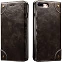 PU Leather Wallet Folio Case for Apple iPhone 8 Plus/iPhone 7 Plus (5.5 Inch) Flip Cover Book Design Pouch with Stand &amp; Card Slot Magnetic Push Closure - Grey