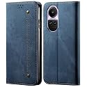 PUDINI® Luxury Denim Leather Finish Flip Cover for Realme GT NEO 2 Wallet Case Cards Slot with Magnetic Closer, Kickstand Flip Cover, 360° Protection - Blue