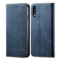 PUDINI® Luxury Denim Leather Finish Flip Cover for Samsung Galaxy A70 / Galaxy A70s Wallet Case Cards Slot with Magnetic Closer, Kickstand Flip Cover, 360° Protection - Blue