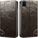 PU Leather Wallet Folio Case for Apple iPhone XR (6.1 Inch) Flip Cover Book Design Pouch with Stand &amp; Card Slot Magnetic Push Closure - Grey