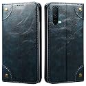 PU Leather Wallet Folio Case for OnePlus Nord CE 5G Flip Cover Book Design Pouch with Stand &amp; Card Slot Magnetic Push Closure - Blue
