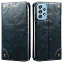 PU Leather Wallet Folio Case for Samsung Galaxy A52 | Galaxy A52s 5G Flip Cover Book Design Pouch with Stand &amp; Card Slot Magnetic Push Closure - Blue