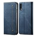 PUDINI® Luxury Denim Leather Finish Flip Cover for Samsung Galaxy A70 / Galaxy A70s Wallet Case Cards Slot with Magnetic Closer, Kickstand Flip Cover, 360° Protection - Blue