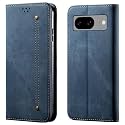PUDINI® Luxury Denim Leather Finish Flip Cover for Apple iPhone 13 PRO Wallet Case Cards Slot with Magnetic Closer, Kickstand Flip Cover, 360° Protection - Blue