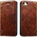 PU Leather Wallet Folio Case for Apple iPhone 7 / iPhone 8 / iPhone SE 2022/2020 (4.7 Inch) Flip Cover Book Design Pouch with Stand &amp; Card Slot Magnetic Push Closure - Brown