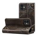 PU Leather Wallet Folio Case for Apple iPhone 12 Mini (5.4 Inch) Flip Cover Book Design Pouch with Stand &amp; Card Slot Magnetic Push Closure - Grey