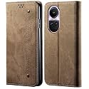 PUDINI® Luxury Denim Leather Finish Flip Cover for Realme GT NEO 2 Wallet Case Cards Slot with Magnetic Closer, Kickstand Flip Cover, 360° Protection - Khaki
