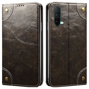 pu leather wallet folio case for oneplus nord ce 5g flip cover book design pouch with stand amp card slot magnetic push closure - grey