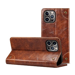 pu leather wallet folio case for apple iphone 12 pro max 67 inch flip cover book design pouch with stand amp card slot magnetic push closure - brown