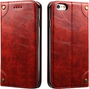 pu leather wallet folio case for apple iphone 6s plusiphone 6 plus 55 inch flip cover book design pouch with stand amp card slot magnetic push closure - red