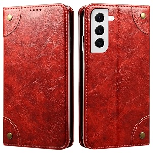 pu leather wallet folio case for samsung galaxy s22  galaxy s22 plus flip cover book design pouch with stand amp card slot magnetic push closure - red