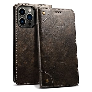 pu leather wallet folio case for apple iphone 13 pro flip cover book design pouch with stand amp card slot magnetic push closure - grey