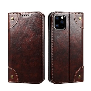 pu leather wallet folio case for apple iphone 11 pro max 65 flip cover book design pouch with stand amp card slot magnetic push closure - coffee