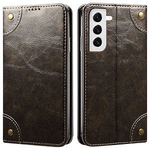 pu leather wallet folio case for samsung galaxy s21 fe 5g flip cover book design pouch with stand amp card slot magnetic push closure - grey