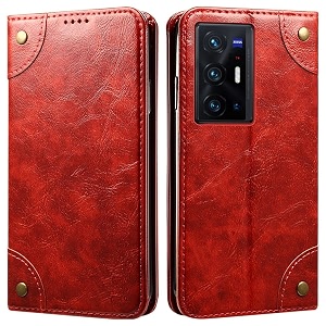 pu leather wallet folio case for vivo x70 pro  vivo x70 pro plus flip cover book design pouch with stand amp card slot magnetic push closure - red
