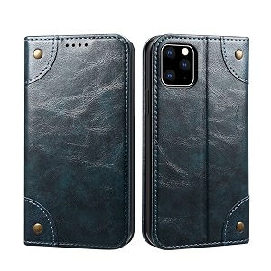 pudini pu leather wallet folio case apple iphone 11 pro 58 flip cover book design pouch with stand amp card slot magnetic push closure - blue