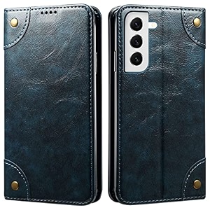 pudini pu leather wallet folio case for samsung galaxy s22  galaxy s22 plus flip cover book design pouch with stand amp card slot magnetic push closure - blue