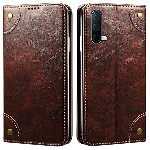 pu leather wallet folio case for oneplus nord ce 5g flip cover book design pouch with stand amp card slot magnetic push closure - coffee