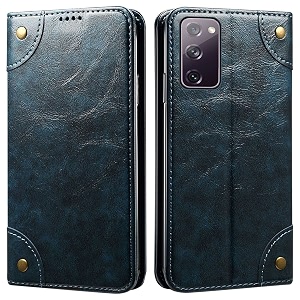 pu leather wallet folio case for samsung galaxy s20 fe  s20 fe 5g flip cover book design pouch with stand amp card slot magnetic push closure - blue
