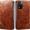 PU Leather Wallet Folio Case for Xiaomi 11i 5G / 11i Hypercharge Flip Cover Book Design Pouch with Stand & Card Slot Magnetic Push Closure - Brown