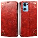 PU Leather Wallet Folio Case for Oppo Reno7 5G | Oppo Reno 7 5G Flip Cover Book Design Pouch with Stand &amp; Card Slot Magnetic Push Closure - RED