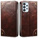 PU Leather Wallet Folio Case for Samsung Galaxy A53 5G Flip Cover Book Design Pouch with Stand &amp; Card Slot Magnetic Push Closure - Coffee