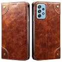 PU Leather Wallet Folio Case for Samsung Galaxy A72 Flip Cover Book Design Pouch with Stand &amp; Card Slot Magnetic Push Closure - Brown