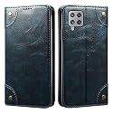 PUDINI® PU Leather Wallet Folio Case for Samsung Galaxy M42 5G Flip Cover Book Design Pouch with Stand &amp; Card Slot Magnetic Push Closure - Blue