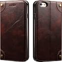 PU Leather Wallet Folio Case for Apple iPhone 6s Plus/iPhone 6 Plus (5.5 Inch) Flip Cover Book Design Pouch with Stand &amp; Card Slot Magnetic Push Closure - Coffee