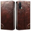 PU Leather Wallet Folio Case for OnePlus Nord CE 5G Flip Cover Book Design Pouch with Stand &amp; Card Slot Magnetic Push Closure - Coffee