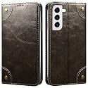 PUDINI® PU Leather Wallet Folio Case for Samsung Galaxy S21 FE 5G Flip Cover Book Design Pouch with Stand &amp; Card Slot Magnetic Push Closure - Grey