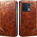 PUDINI® PU Leather Wallet Folio Case for OnePlus 10 PRO 5G | One Plus 10 PRO 5G Flip Cover Book Design Pouch with Stand &amp; Card Slot Magnetic Push Closure - Brown