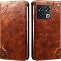 PU Leather Wallet Folio Case for OnePlus 10 PRO 5G | One Plus 10 PRO 5G Flip Cover Book Design Pouch with Stand &amp; Card Slot Magnetic Push Closure - Brown