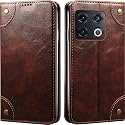 PU Leather Wallet Folio Case for OnePlus 10 PRO 5G | One Plus 10 PRO 5G Flip Cover Book Design Pouch with Stand &amp; Card Slot Magnetic Push Closure - Coffee