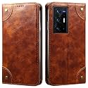 PU Leather Wallet Folio Case for Vivo X70 Pro+ / Vivo X70 Pro Plus Flip Cover Book Design Pouch with Stand &amp; Card Slot Magnetic Push Closure - Brown