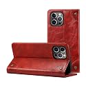 PU Leather Wallet Folio Case for Apple iPhone 12 Pro Max (6.7 Inch) Flip Cover Book Design Pouch with Stand &amp; Card Slot Magnetic Push Closure - Red