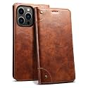PU Leather Wallet Folio Case for Apple iPhone 13 Pro Flip Cover Book Design Pouch with Stand &amp; Card Slot Magnetic Push Closure - Brown