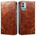 PU Leather Wallet Folio Case for OnePlus 9R 5G Flip Cover Book Design Pouch with Stand &amp; Card Slot Magnetic Push Closure - Brown