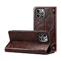 PU Leather Wallet Folio Case for Apple iPhone 12 Pro Max (6.7 Inch) Flip Cover Book Design Pouch with Stand &amp; Card Slot Magnetic Push Closure - Coffee