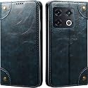 PU Leather Wallet Folio Case for OnePlus 10 PRO 5G | One Plus 10 PRO 5G Flip Cover Book Design Pouch with Stand &amp; Card Slot Magnetic Push Closure - Blue