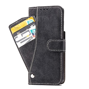 pudini wallet case for samsung galaxy s21  galaxy s21 plus leather flip cover with cash card id holder all in-one - black