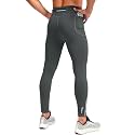 Pudolla Men's Thermal Running Tights with 3 Zipper Pockets Hiking Leggings