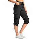 Pudolla Women's Cargo Capri Pants Hiking Travel Casual Capris with 5 Pocket