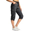 Pudolla Women's Cargo Capri Pants Hiking Travel Casual Capris with 5 Pocket