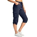 Pudolla Women's Cargo Capri Pants Hiking Travel Casual Capris with 5 Pocket
