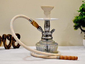 puff king 12 inch glass hookah silver