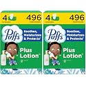Puffs Plus Lotion Facial Tissues, 4 Family Boxes, 124 tissues per box (Pack of 2)