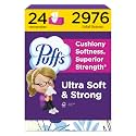 Puffs Facial Tissues Ultra Soft, 24 Family Rectangle Boxes, 124 Facial Tissues per Box, Allergies and Colds (Packaging May Vary)